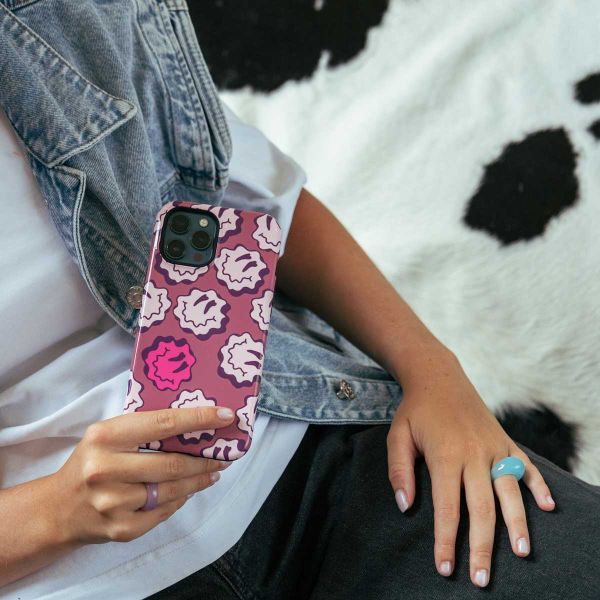 Selencia Vivid Back Cover Apple iPhone 11 - Wavy Smiley Pink