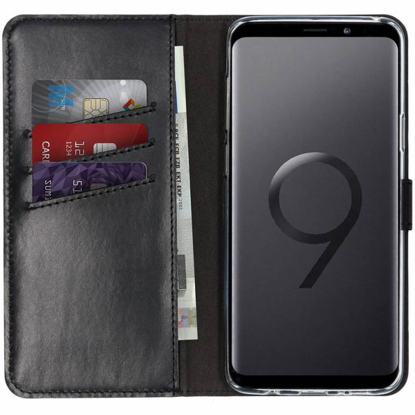 Selencia Echtleder Klapphülle Schwarz für Samsung Galaxy S9 Plus