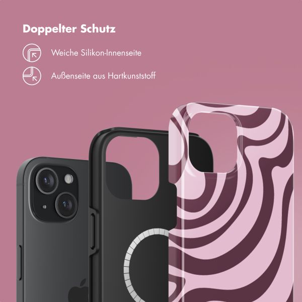 Selencia Vivid Rückabdeckung mit MagSafe Apple iPhone 15 - Wavy Swirl Pink Plum