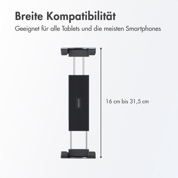 Accezz Tablet halterung Auto - Armaturenbrett und Windschutzscheibe - Verstellbar - Universal - Schwarz