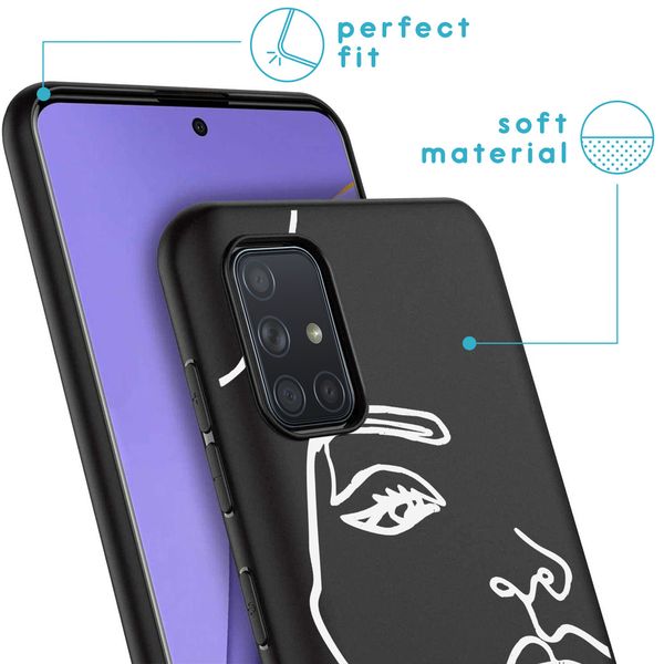 imoshion Design Hülle Samsung Galaxy A71 - Abstraktes Gesicht - Weiß