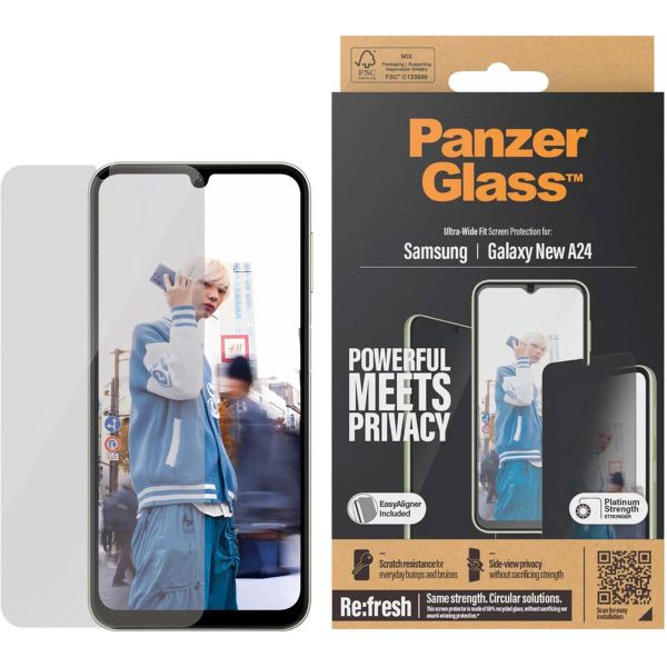 PanzerGlass Ultra Wide Fit Antibakterieller Screen Protector mit Sichtschutz inkl. Applikator für das Samsung Galaxy A25 (5G)