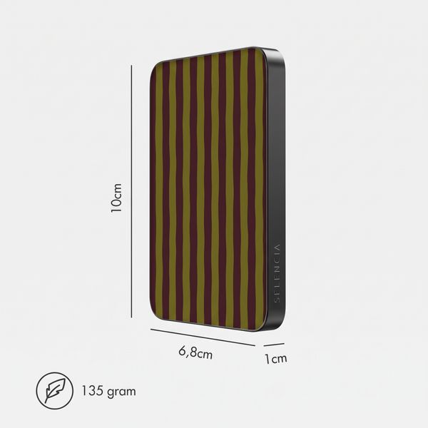 Selencia Vivid Powerbank 5.000 mAh - MagSafe und Qi - Black / Bonbon Stripe Matcha
