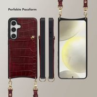 Selencia Nova Croco HandyHülle mit Kordel und Kartenhalter Samsung Galaxy S24 / S25 - Burgundy