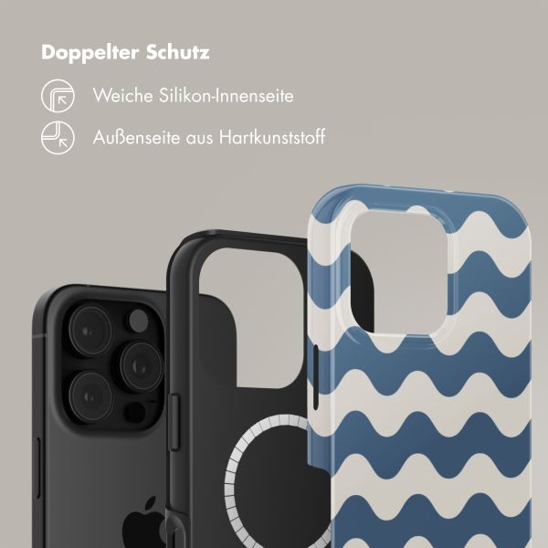 Selencia Vivid Tough Back Cover mit MagSafe für das iPhone 16 Pro - Wave Vibes Classic Blue