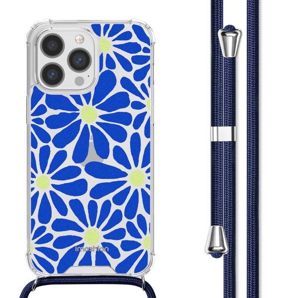 imoshion Design Hülle mit Band Apple iPhone 13 Pro Max - Cobalt Blue Flowers Connect