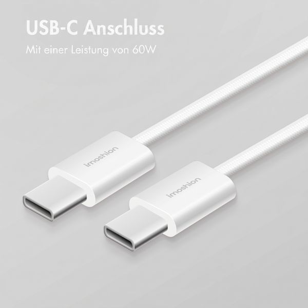 imoshion USB-C-zu-USB-C-Kabel – Geflochten – 1 Meter – Weiß