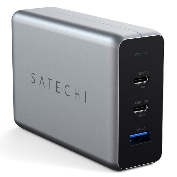 Satechi USB-C 100 Watt GaN Kompaktladegerät | Kompaktes Schnellladegerät mit Verlängerungskabel - Space Grau