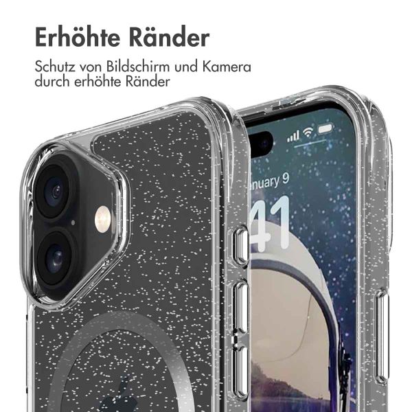 imoshion Klare Glitter Backcover mit MagSafe Apple iPhone 16 - Silber