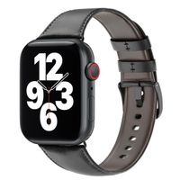 WiWu Vintage Lederarmband für das  Apple Watch Series 1 t/m 9 / SE (38/40/41 mm) | Series 10 / 11 (42 mm) - Schwarz