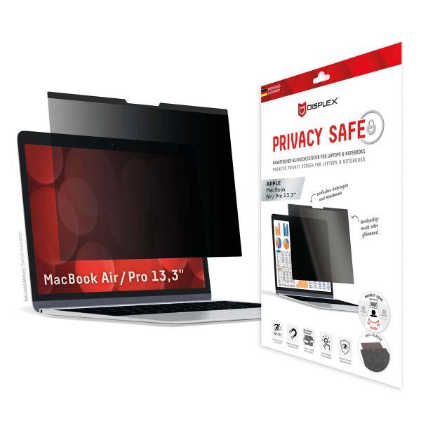 Displex Privacy Safe magnetische Bildschirmschutz für MacBook Air 13.3 Zoll / Pro 13.3 Zoll - A1932 / A2179 / A2337 / A1466 / A1706 / A1708 / A1989 / A1502