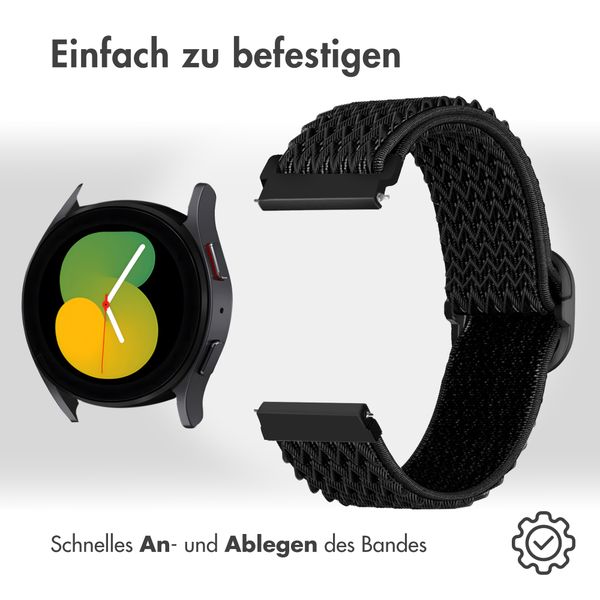 imoshion Elastische Nylonarmband für das Samsung Galaxy Watch 5 (40 mm) - Schwarz