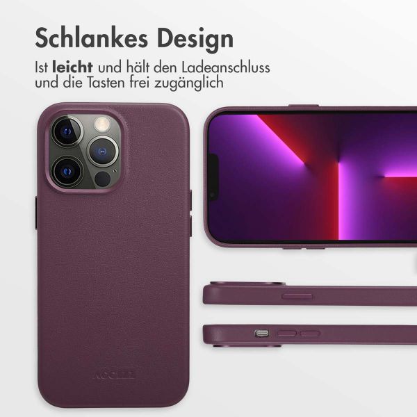 Accezz MagSafe Leather Backcover für das iPhone 13 Pro - Heath Purple