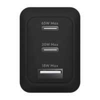 dbramante1928 Re-charge Ladegerät 2x USB-C 65 W und USB-A 18 W - Schwarz