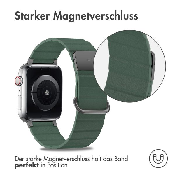 imoshion Magnetlederarmband für das Apple Watch Series 1-9 / SE - 38/40/41 mm / Series 10 - 42 mm - Grün