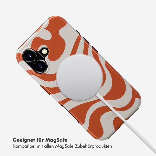 Selencia Vivid Tough Back Cover MagSafe für das iPhone 16 - Dream Swirl Orange