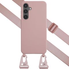 Selencia Silikonhülle mit abnehmbarem Band für das Samsung Galaxy S24 FE - Sand Pink