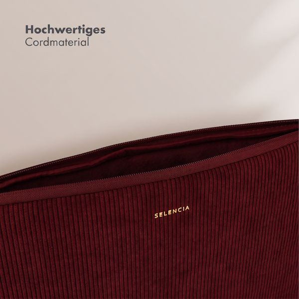 Selencia Cord Laptop Hülle 13-14 Zoll - Laptop Sleeve - Deep Burgundy