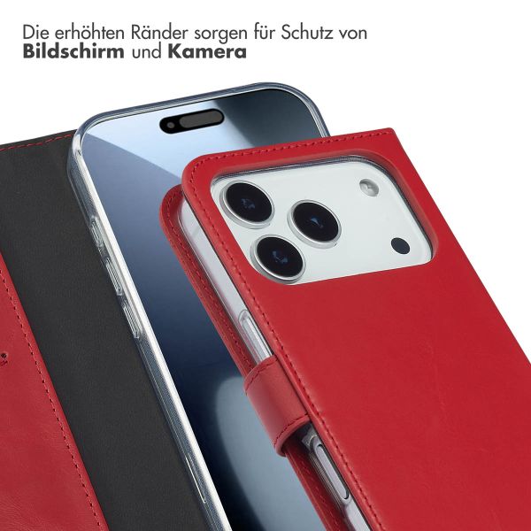 Selencia Echtleder Klapphülle Apple iPhone 17 Pro - Rood