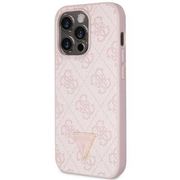 Guess 4G Logo Triangle Strass Back Cover für das iPhone 15 Pro - Rosa