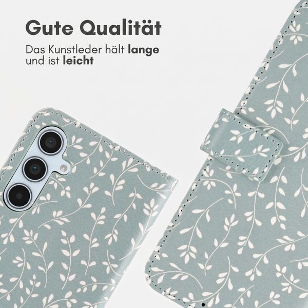 imoshion Design Klapphülle Samsung Galaxy A35 - Smoke Green Flowers