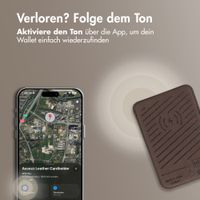 Accezz Magnetischer Lederkartenhalter - Geeignet für Apple Find My - Coffee Brown