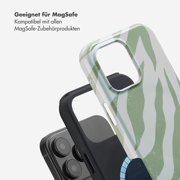 Selencia Vivid Tough Back Cover MagSafe für das iPhone 16 Pro Max - Colorful Zebra Sage Green