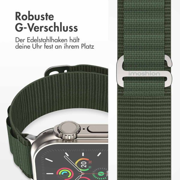 imoshion Nylon Alpine Armband für das  Apple Watch Series 1 t/m 11 / SE / Ultra (44/45/46/49 mm) - Grün
