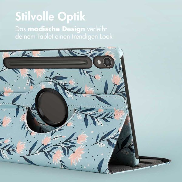 imoshion 360° drehbare Design Klapphülle Samsung Galaxy Tab S9 11.0 Zoll - Flowers