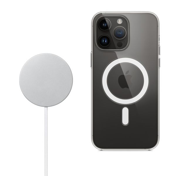 Apple Clearcase für das Apple iPhone 14 Pro Max + Apple MagSafe kabelloses Ladegerät 25 W - 1 Meter