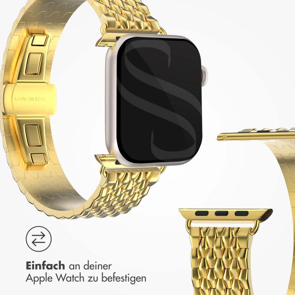 Selencia Drachenarmband aus Stahl für die Apple Watch Series 1 bis 9 / SE (38/40/41 mm) | Series 10 (42 mm) - Gold