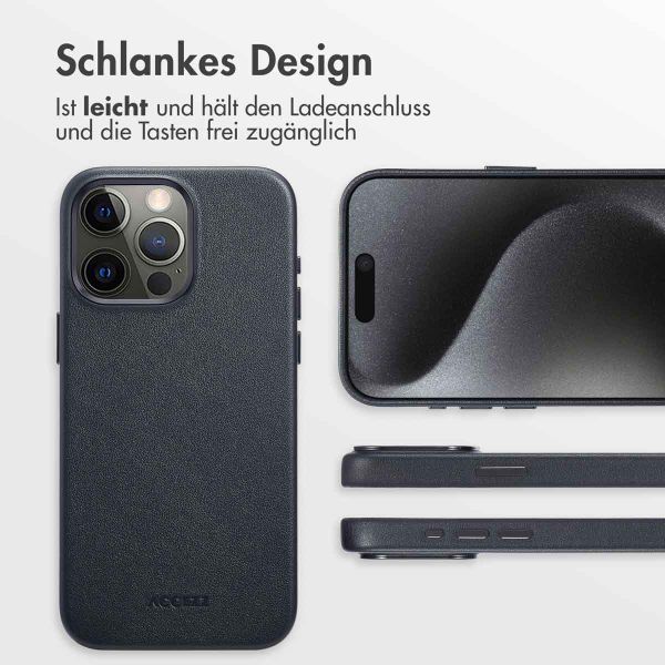 Accezz MagSafe Leather Backcover für das iPhone 15 Pro Max - Onyx Black