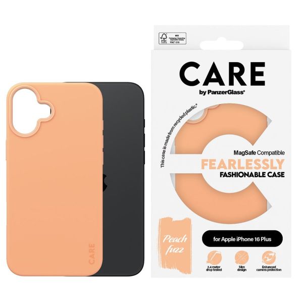 CARE by PanzerGlass Fashion Back Cover MagSafe für das iPhone 16 Plus - Peachy