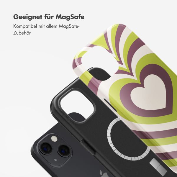 Selencia Vivid Tough Back Cover MagSafe für das iPhone 13 - Double Hearts Plum Fern