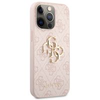 Guess 4G Metal Logo Back Cover Apple iPhone 13 Pro - Roze & Goud / Pink & Gold