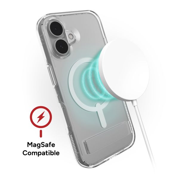 ZAGG Crystal Palace Snap KickStand Case mit MagSafe für das iPhone 16 - Transparent