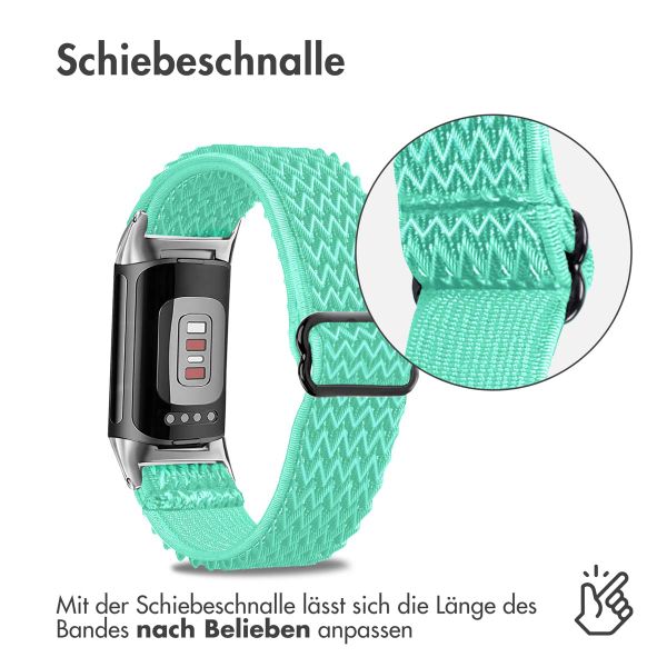 imoshion Elastische Nylonarmband für das Fitbit Charge 5 / Charge 6 - Mintgrün