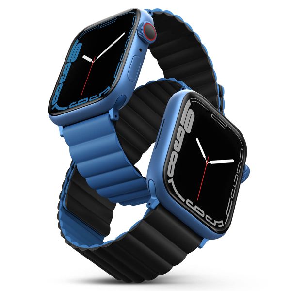 Uniq Revix doppelseitiges Armband für das  Apple Watch Series 1 t/m 9 / SE (38/40/41 mm) | Series 10 / 11 (42 mm) - Caspian (Blue/Black)