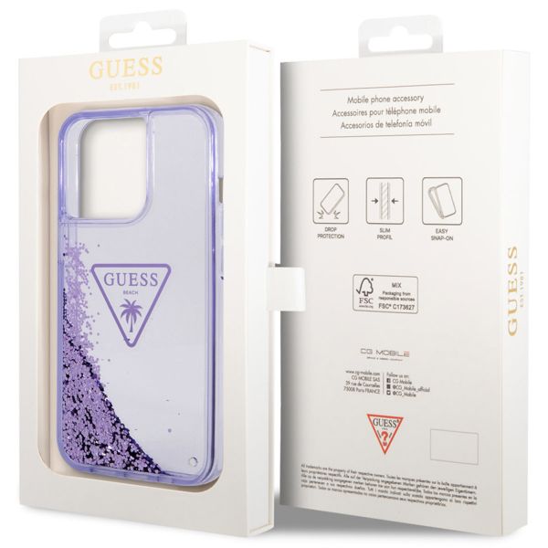 Guess Liquid Glitter Back Cover für das iPhone 14 Pro Max - Violett