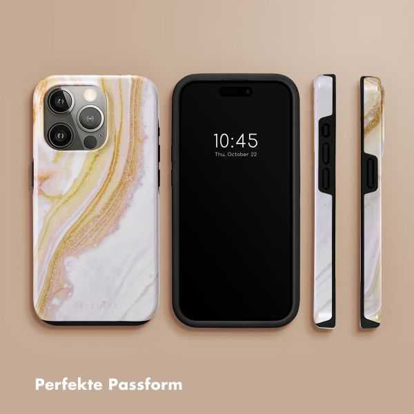 Selencia Vivid Tough Back Cover für das iPhone 15 Pro - Chic Marble Gold