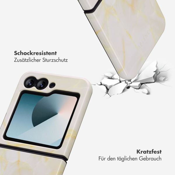 Selencia Vivid Back Cover Samsung Galaxy Z Flip 6 / Flip 7 FE - Golden Beige Marble