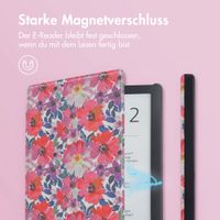 imoshion Design Slim Hard Case Sleepcover für das Pocketbook Touch Lux 5 / HD 3 / Basic Lux 4 / Vivlio Lux 5 - Flower Watercolor