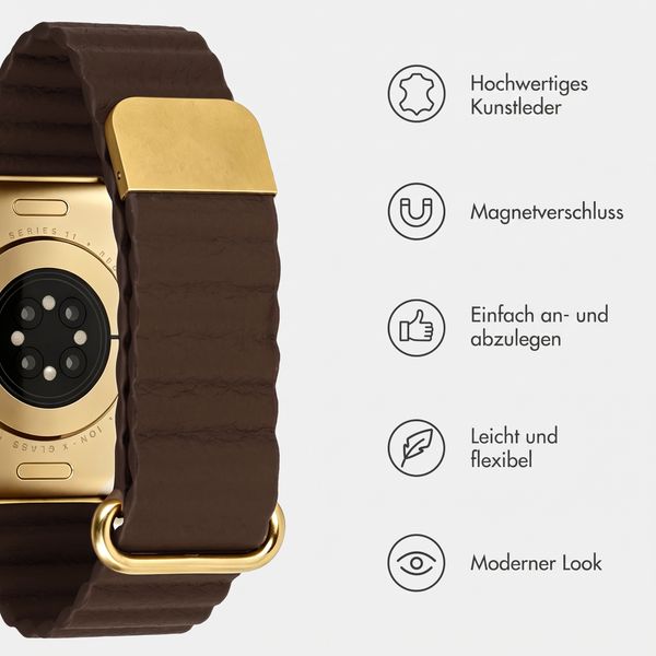 imoshion Magnetisches Kunstlederarmband für Apple Watch | 44/45/46/49 mm - Braun