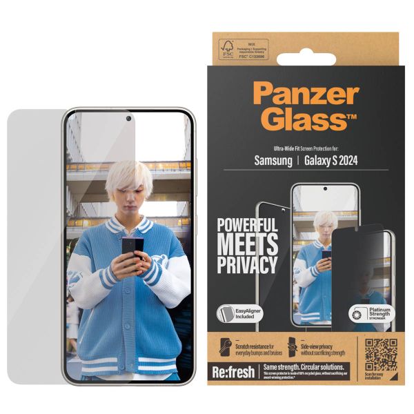 PanzerGlass Ultra Wide Fit Antibakterieller Screen Protector mit Sichtschutz inkl. Applikator Samsung Galaxy S24 Plus