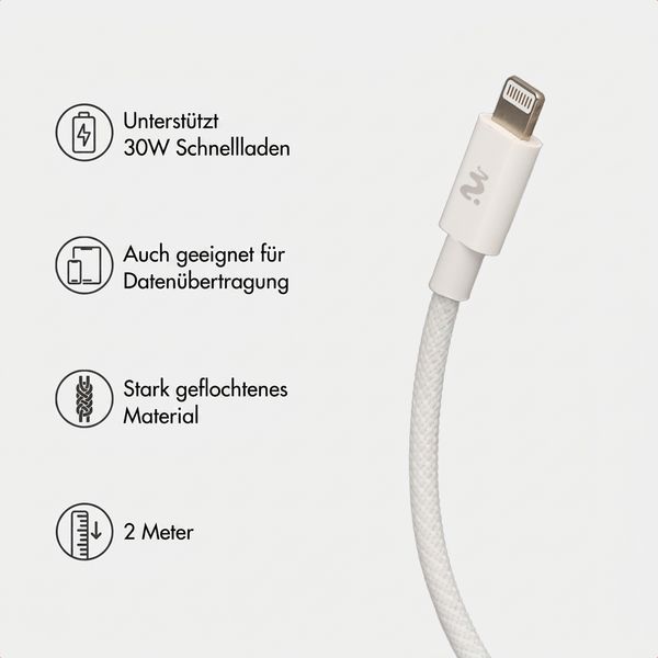 imoshion Braided USB-C-zu-Lightning-Kabel 30 W - 1 Meter - Weiß
