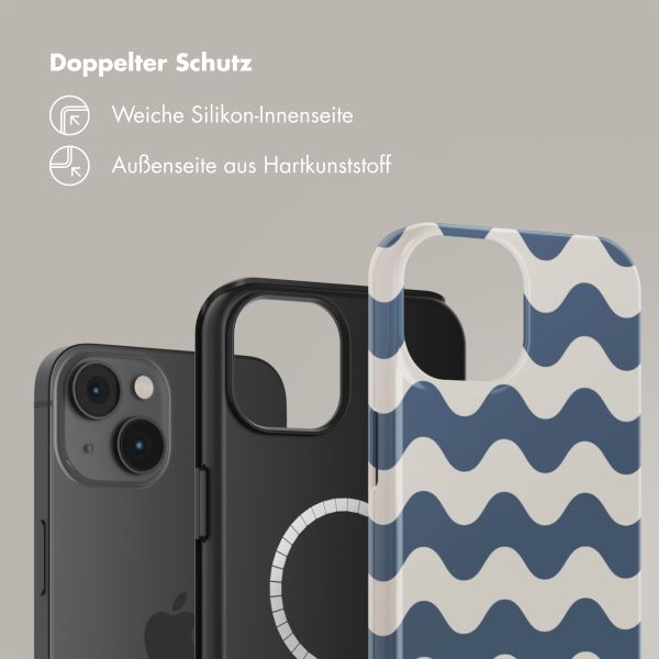 Selencia Vivid Tough Back Cover mit MagSafe für das iPhone 14 - Wave Vibes Classic Blue