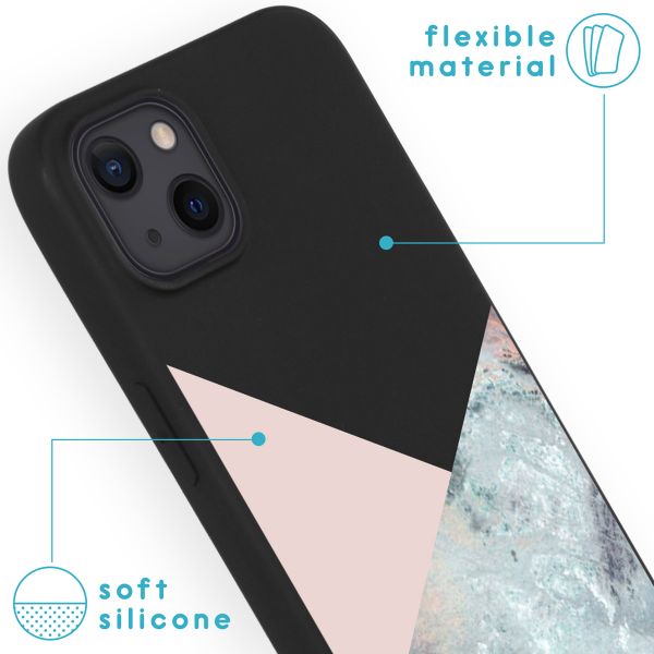 imoshion Design Hülle für das iPhone 13 - Marble - Rosa / Schwarz