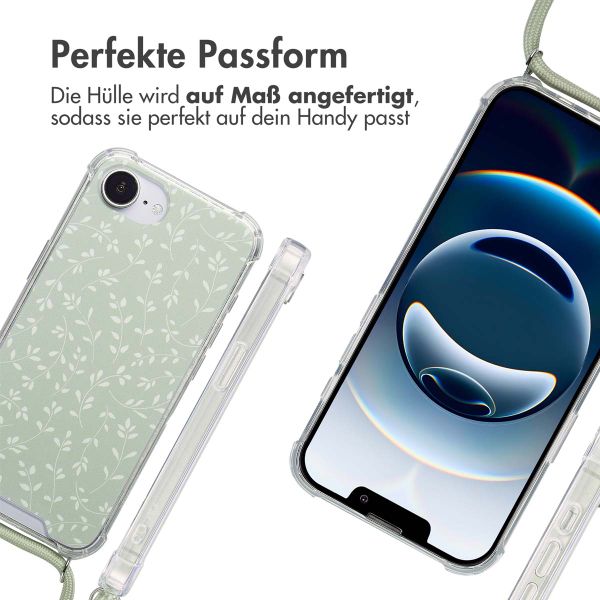 imoshion Design Hülle mit Band Apple iPhone 16e - Smoke Green Flowers