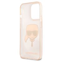 Karl Lagerfeld Karl's Head Silikonhülle Glitter für das iPhone 13 Pro - Transparent Gold