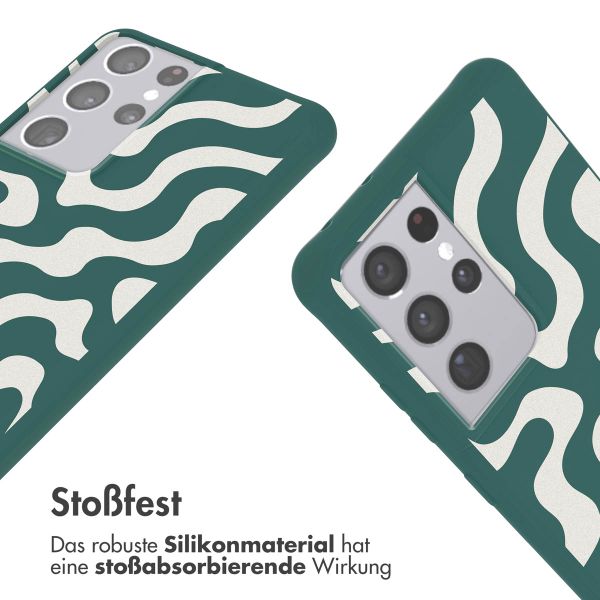 imoshion SilikonHülle design mit Band Samsung Galaxy S21 Ultra - Petrol Green Groovy